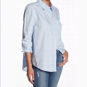 Sequin trimmed button down blouse
